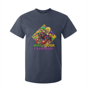 Funny Mardi Gras T Shirt For Kid Who's Your Crawdaddy Crawfish Jester Beads TS09 Navy Print Your Wear