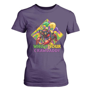 Funny Mardi Gras T Shirt For Women Who's Your Crawdaddy Crawfish Jester Beads TS09 Purple Print Your Wear