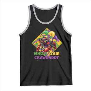 Funny Mardi Gras Tank Top Who's Your Crawdaddy Crawfish Jester Beads TS09 Black Athletic Heather Print Your Wear