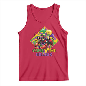 Funny Mardi Gras Tank Top Come At Me Breaux Crawfish Beads TS09 Red Print Your Wear