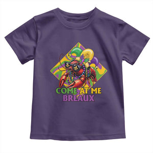 Funny Mardi Gras Toddler T Shirt Come At Me Breaux Crawfish Beads TS09 Purple Print Your Wear