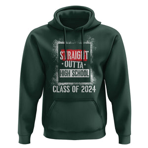 Graduation Hoodie Straight Outta High School 2024 TS09 Dark Forest Green Print Your Wear