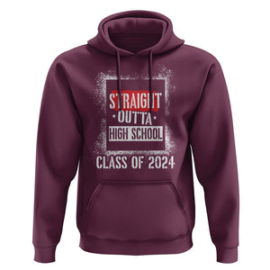 Graduation Hoodie Straight Outta High School 2024 TS09 Maroon Print Your Wear