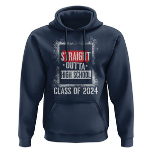 Graduation Hoodie Straight Outta High School 2024 TS09 Navy Print Your Wear