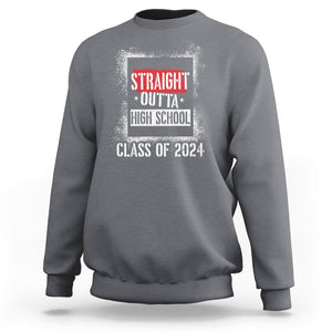 Graduation Sweatshirt Straight Outta High School 2024 TS09 Charcoal Print Your Wear