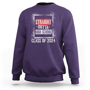 Graduation Sweatshirt Straight Outta High School 2024 TS09 Purple Print Your Wear