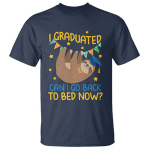 Funny Graduation T Shirt I Graduated Can I Go Back To Bed Now Sloth TS09 Navy Print Your Wear
