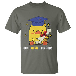 Graduation T Shirt Con-quack-ulations Congratulation Graduated Duck TS09 Military Green Print Your Wear