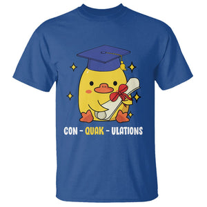 Graduation T Shirt Con-quack-ulations Congratulation Graduated Duck TS09 Royal Blue Print Your Wear