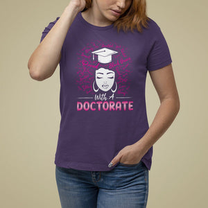 Ph.D. Graduation T Shirt For Women Poud Black Queen With A Doctorate TS09 Purple Print Your Wear