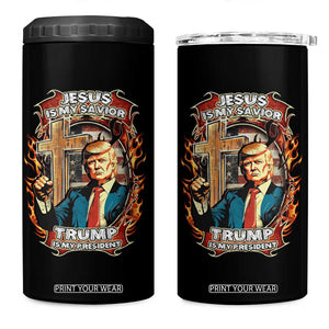 Trump Supporter 4 in 1 Can Cooler Tumbler Jesus Is My Savior Trump Is My President TS09 One Size: 16 oz Black Print Your Wear