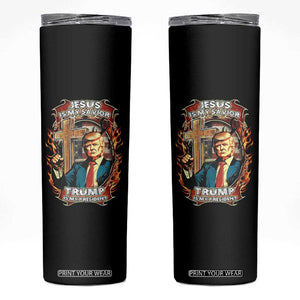 Trump Supporter Skinny Tumbler Jesus Is My Savior Trump Is My President TS09 Black Print Your Wear