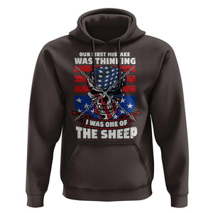 Your First Mistake Was Thinking I Was One Of The Sheep Skull Flag Patriotic Hoodie TS09 Dark Chocolate Print Your Wear