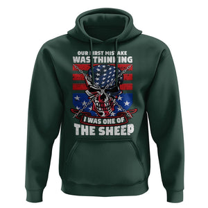 Your First Mistake Was Thinking I Was One Of The Sheep Skull Flag Patriotic Hoodie TS09 Dark Forest Green Print Your Wear