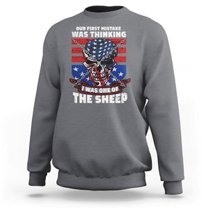 Your First Mistake Was Thinking I Was One Of The Sheep Skull Flag Patriotic Sweatshirt TS09 Charcoal Print Your Wear