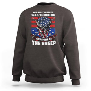 Your First Mistake Was Thinking I Was One Of The Sheep Skull Flag Patriotic Sweatshirt TS09 Dark Chocolate Print Your Wear