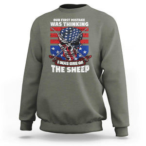 Your First Mistake Was Thinking I Was One Of The Sheep Skull Flag Patriotic Sweatshirt TS09 Military Green Print Your Wear