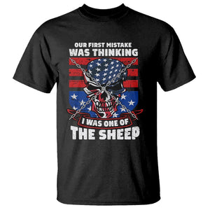 Your First Mistake Was Thinking I Was One Of The Sheep Skull Flag Patriotic T Shirt TS09 Black Print Your Wear