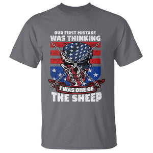 Your First Mistake Was Thinking I Was One Of The Sheep Skull Flag Patriotic T Shirt TS09 Charcoal Print Your Wear
