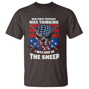 Your First Mistake Was Thinking I Was One Of The Sheep Skull Flag Patriotic T Shirt TS09 Dark Chocolate Print Your Wear