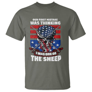 Your First Mistake Was Thinking I Was One Of The Sheep Skull Flag Patriotic T Shirt TS09 Military Green Print Your Wear