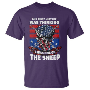 Your First Mistake Was Thinking I Was One Of The Sheep Skull Flag Patriotic T Shirt TS09 Purple Print Your Wear