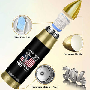 Christian American Patriotic Bullet Tumbler Loves Jesus and America Too TS09 Print Your Wear