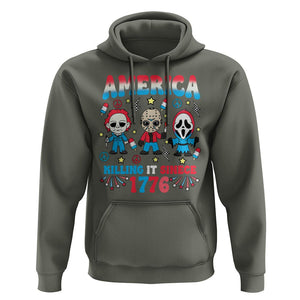 Funny 4th Of July Hoodie America Killing IT Since 1776 Horror TS09 Military Green Print Your Wear