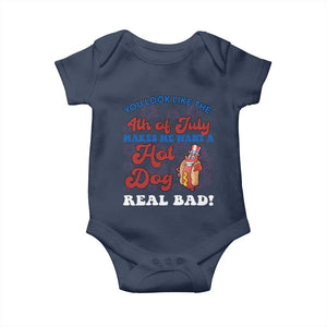 You Look Like The 4th Of July Funny Hot Dog Baby Onesie TS09 Navy Print Your Wear