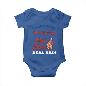 You Look Like The 4th Of July Funny Hot Dog Baby Onesie TS09 Royal Blue Print Your Wear