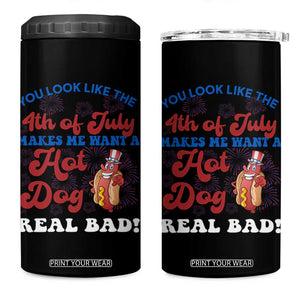 You Look Like The 4th Of July Funny Hot Dog 4 in 1 Can Cooler Tumbler TS09 One Size: 16 oz Black Print Your Wear