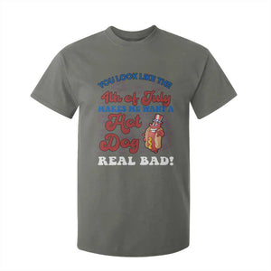 You Look Like The 4th Of July Funny Hot Dog T Shirt For Kid TS09 Military Green Print Your Wear