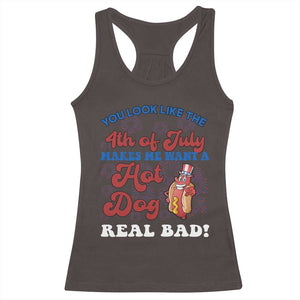 You Look Like The 4th Of July Funny Hot Dog Racerback Tank Top TS09 Dark Chocolate Print Your Wear