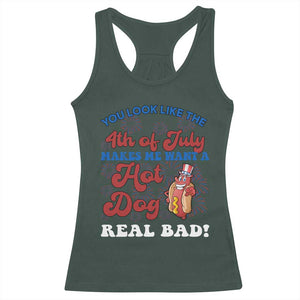 You Look Like The 4th Of July Funny Hot Dog Racerback Tank Top TS09 Dark Forest Green Print Your Wear