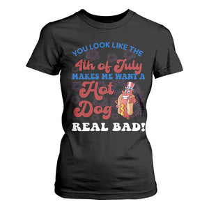 You Look Like The 4th Of July Funny Hot Dog T Shirt For Women TS09 Black Print Your Wear