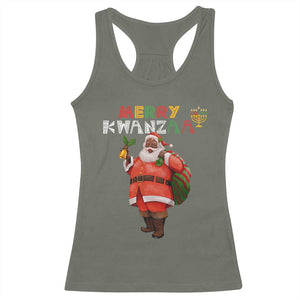 African American Xmas Merry Kwanzaa Santa Racerback Tank Top TS09 Military Green Print Your Wear