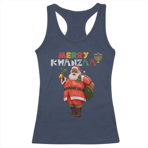African American Xmas Merry Kwanzaa Santa Racerback Tank Top TS09 Navy Print Your Wear