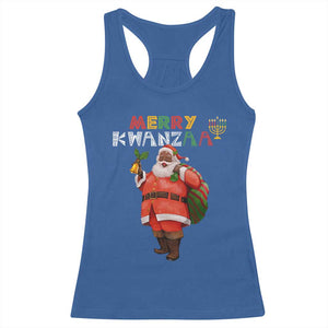 African American Xmas Merry Kwanzaa Santa Racerback Tank Top TS09 Royal Blue Print Your Wear