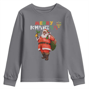 African American Xmas Merry Kwanzaa Santa Youth Sweatshirt TS09 Charcoal Print Your Wear
