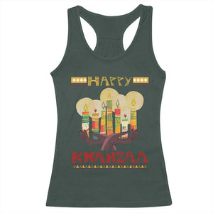 African American Xmas Happy Kwanzaa Racerback Tank Top TS09 Dark Forest Green Print Your Wear