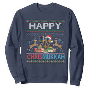 Happy Chrismukkah Funny Jewish Christmas Hanukkah Chanukah Sweatshirt TS09 Navy Print Your Wear