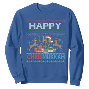 Happy Chrismukkah Funny Jewish Christmas Hanukkah Chanukah Sweatshirt TS09 Royal Blue Print Your Wear
