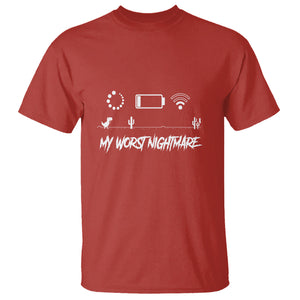 My Worst Nightmare Emty Battery Wifi Loading Gamer Power T Shirt TS09 Red Printyourwear
