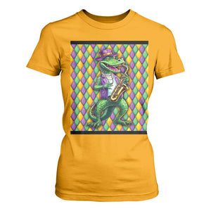 Mardi Gras Funny Alligator Crocodiles Jester Fat Tuesday New Orleans T Shirt For Women TS09 Gold Print Your Wear