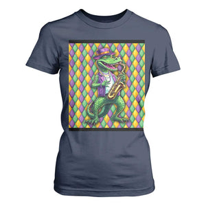 Mardi Gras Funny Alligator Crocodiles Jester Fat Tuesday New Orleans T Shirt For Women TS09 Navy Print Your Wear