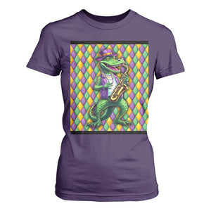 Mardi Gras Funny Alligator Crocodiles Jester Fat Tuesday New Orleans T Shirt For Women TS09 Purple Print Your Wear