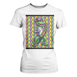 Mardi Gras Funny Alligator Crocodiles Jester Fat Tuesday New Orleans T Shirt For Women TS09 White Print Your Wear