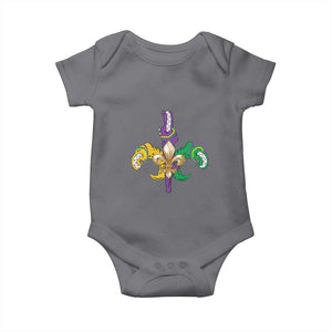 Mardi Gras Alligator Crocodiles Funny Fleur De Lis Baby Onesie TS09 Charcoal Print Your Wear