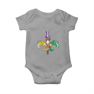 Mardi Gras Alligator Crocodiles Funny Fleur De Lis Baby Onesie TS09 Sport Gray Print Your Wear