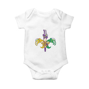 Mardi Gras Alligator Crocodiles Funny Fleur De Lis Baby Onesie TS09 White Print Your Wear